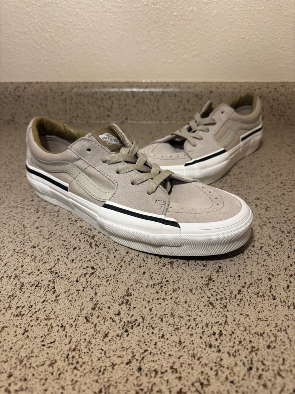 Vans Sk8 Men’s Low Rearrange Low Top Sneaker in Light Beige with Black Stripe